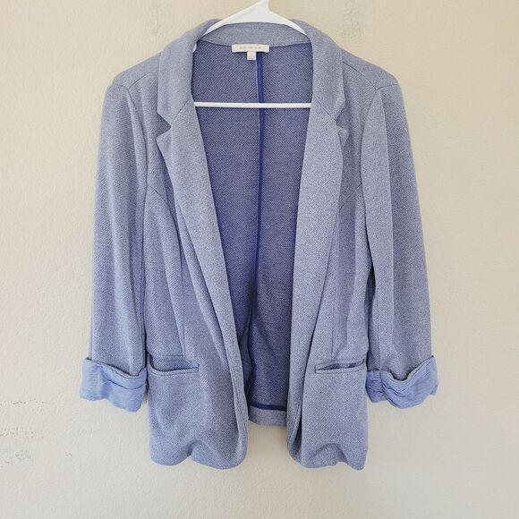 Skies Are Blue Blazer Womens Medium Blue Open Front Stretchy Workwear Office Euc - Picture 1 of 7